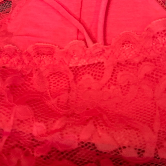 Lingerie Set Sz Medium Pink fuchsia Lace Bralette Bra Matching Panties Waist Fit - Picture 9 of 10